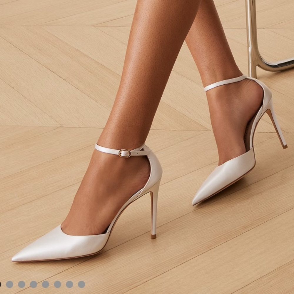 SOLD Stuart 100 strap pump - white satin